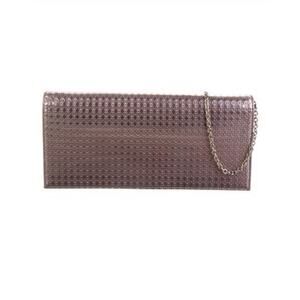 CHRISTIAN DIOR METALLIC ROSE PATENT MICRO-CANNAGE WALLET ON CHAIN*Full Set